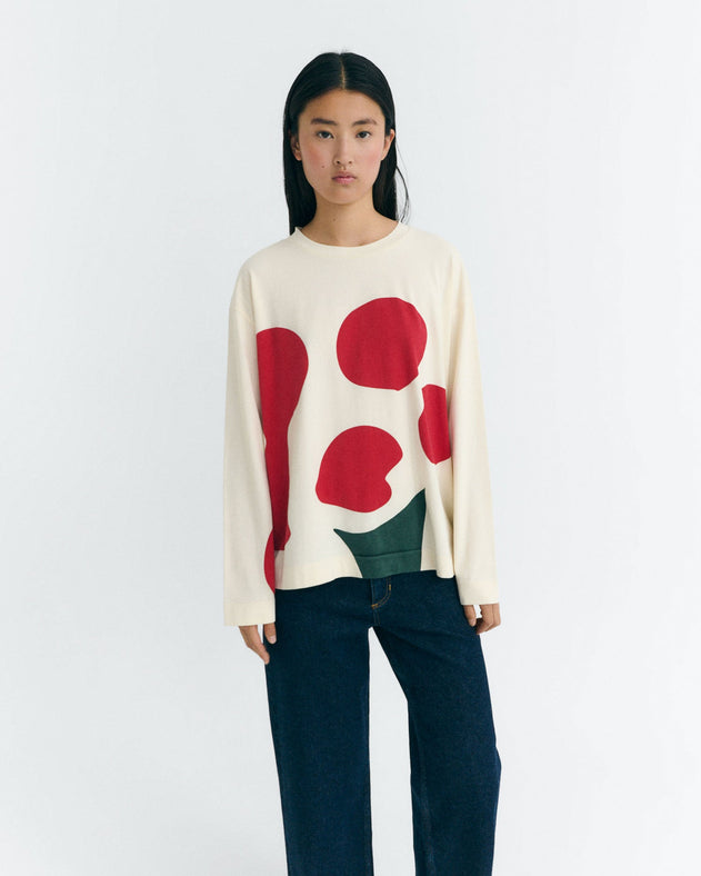 Emily Long Sleeve T-Shirt White Flower