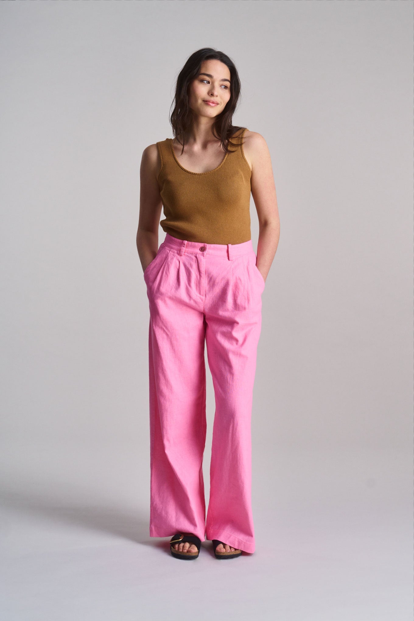 Lion Linen/Organic Cotton Trousers Pink
