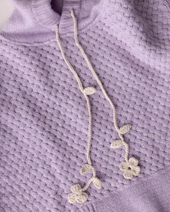 Žilvinas Merino Wool Hoodie Lilac / Off White Flower
