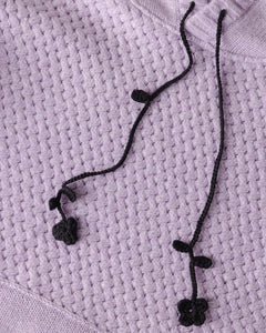 Žilvinas Merino Wool Hoodie Lilac / Black Flower