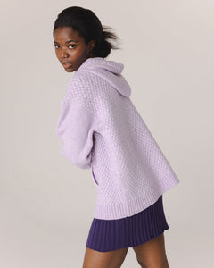 Žilvinas Merino Wool Hoodie Lilac / Black Flower