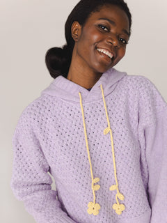 Žilvinas Merino Wool Hoodie Lilac / Lemon Flower
