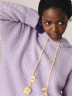 Žilvinas Merino Wool Hoodie Lilac / Lemon Flower