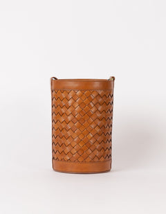 Zola Woven Leather Tas Cognac Bruin