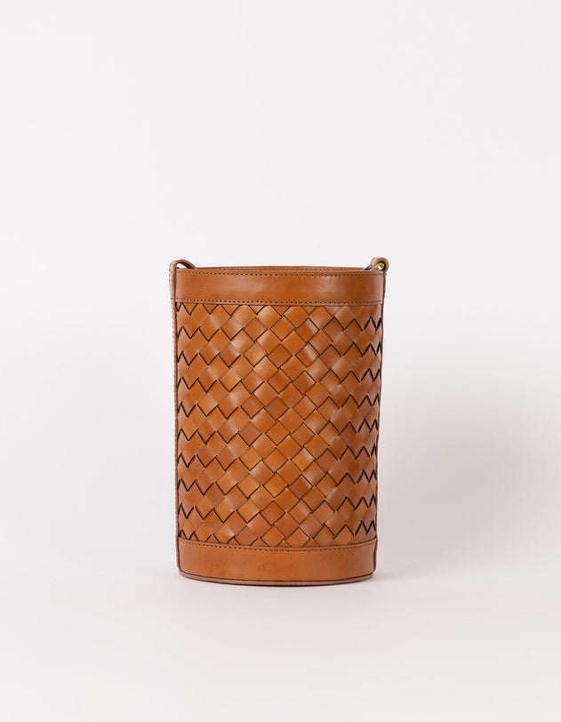Zola Woven Leather Tas Cognac Bruin