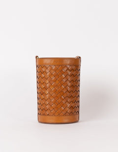 Zola Woven Leather Tas Cognac Bruin