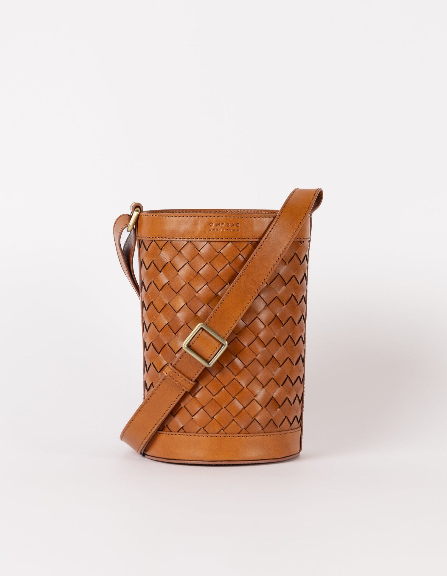 Zola Woven Leather Tas Cognac Bruin
