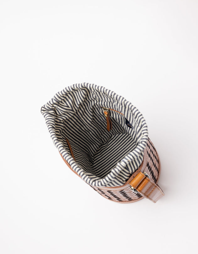 Zola Woven Leather Tas Cognac Bruin