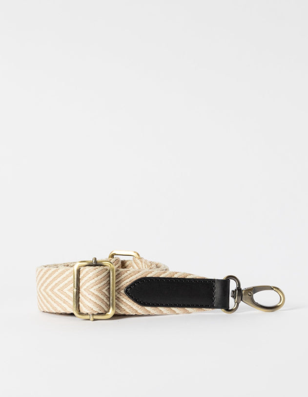 Herringbone Tasriem Zand & Zwart, Classic leer