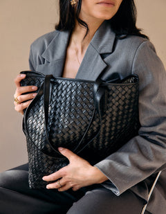 Georgia Black Woven Classic Leather