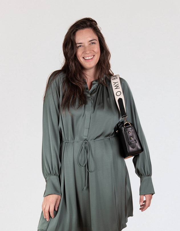 Shoulder Canvas Logo Tasriem Wit & Zwart
