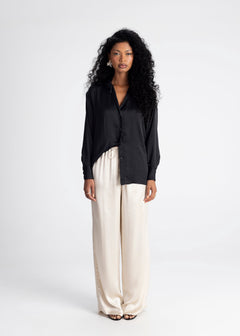 Midnight Satijnen Blouse Zwart