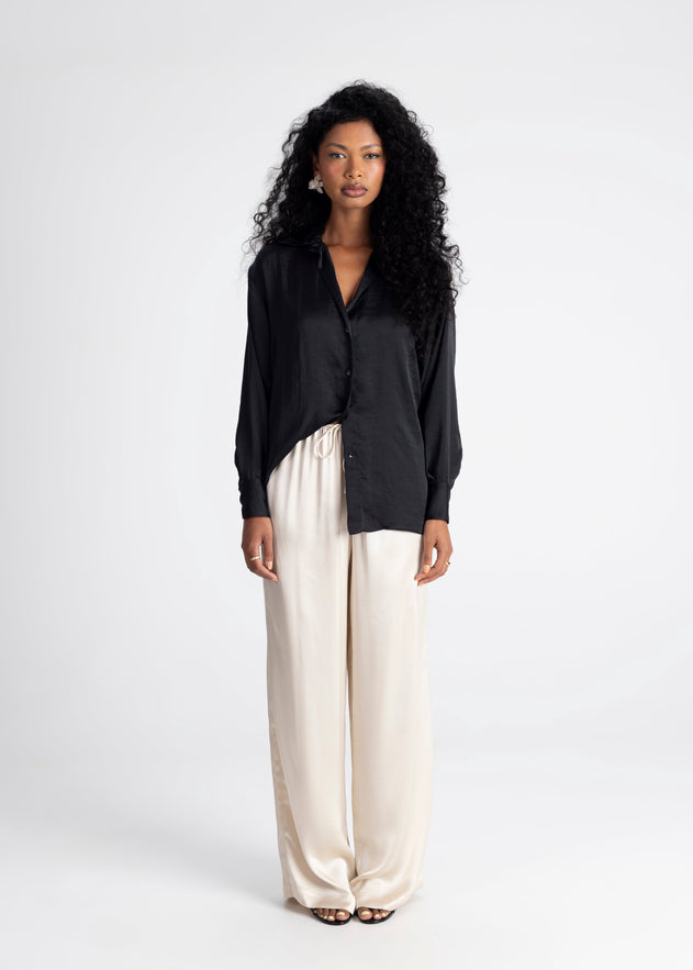 Midnight Satijnen Blouse Zwart