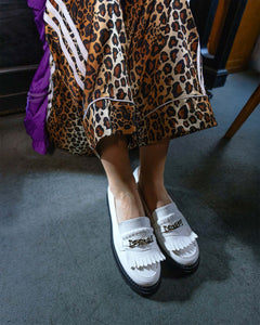 Chunky Loafers Grape Leather Loafers White