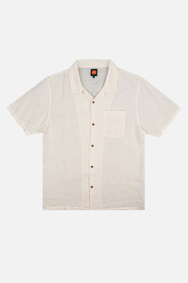 Men's San Miguel Linen Short Sleeve Camp Shirt Foam White