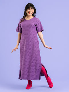 Sam Dress Purple Dot