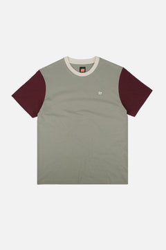 Heren Color Block T-shirt Iron Veil Grey