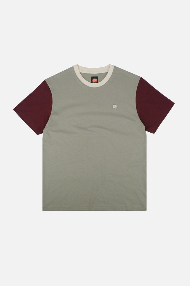 Heren Color Block T-shirt Iron Veil Grey