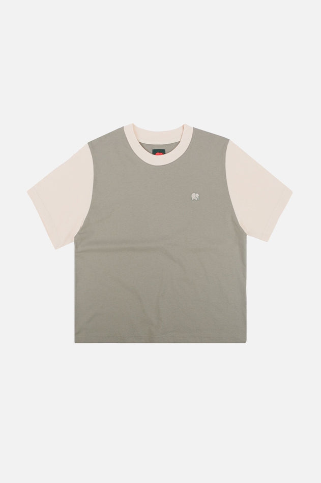 Dames Color Block T-shirt Iron Veil Grey