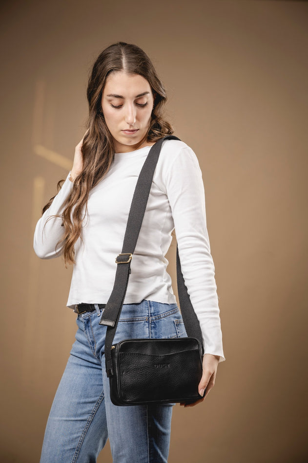 Sausalito Leren Crossbodytas Zwart