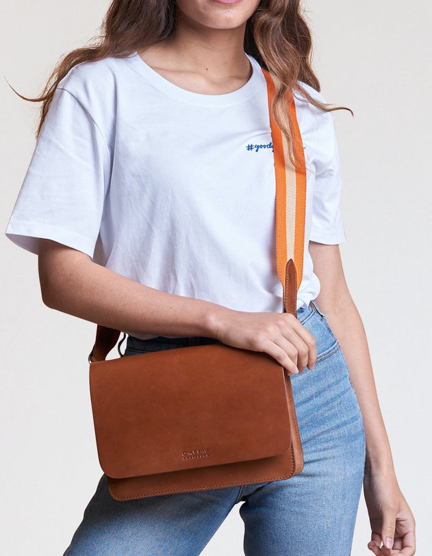Striped Tasriem Oranje & Cognac