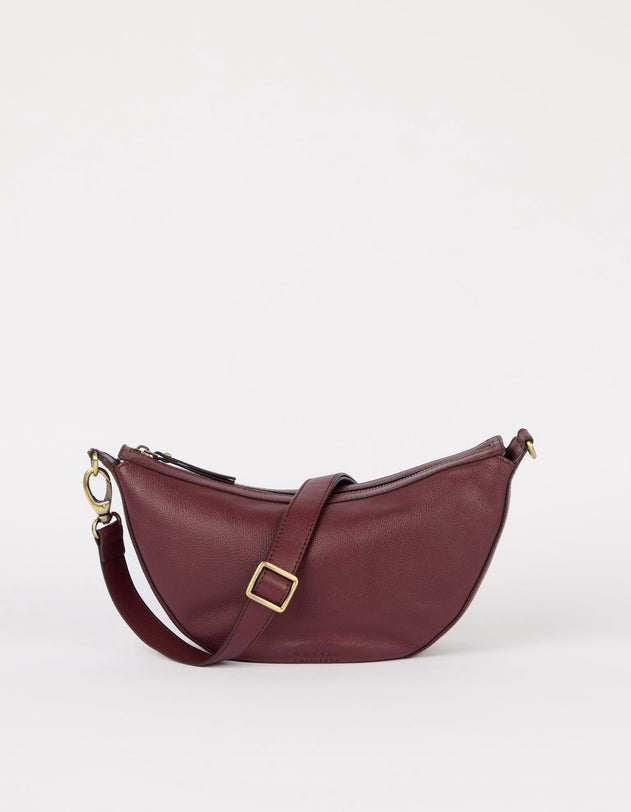 Leo Twisted Handle Bag Soft Grain Leather Dark Cherry