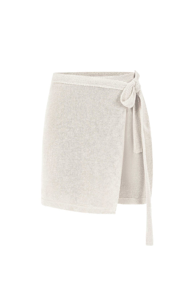 Mare Linen Wrap Skirt White
