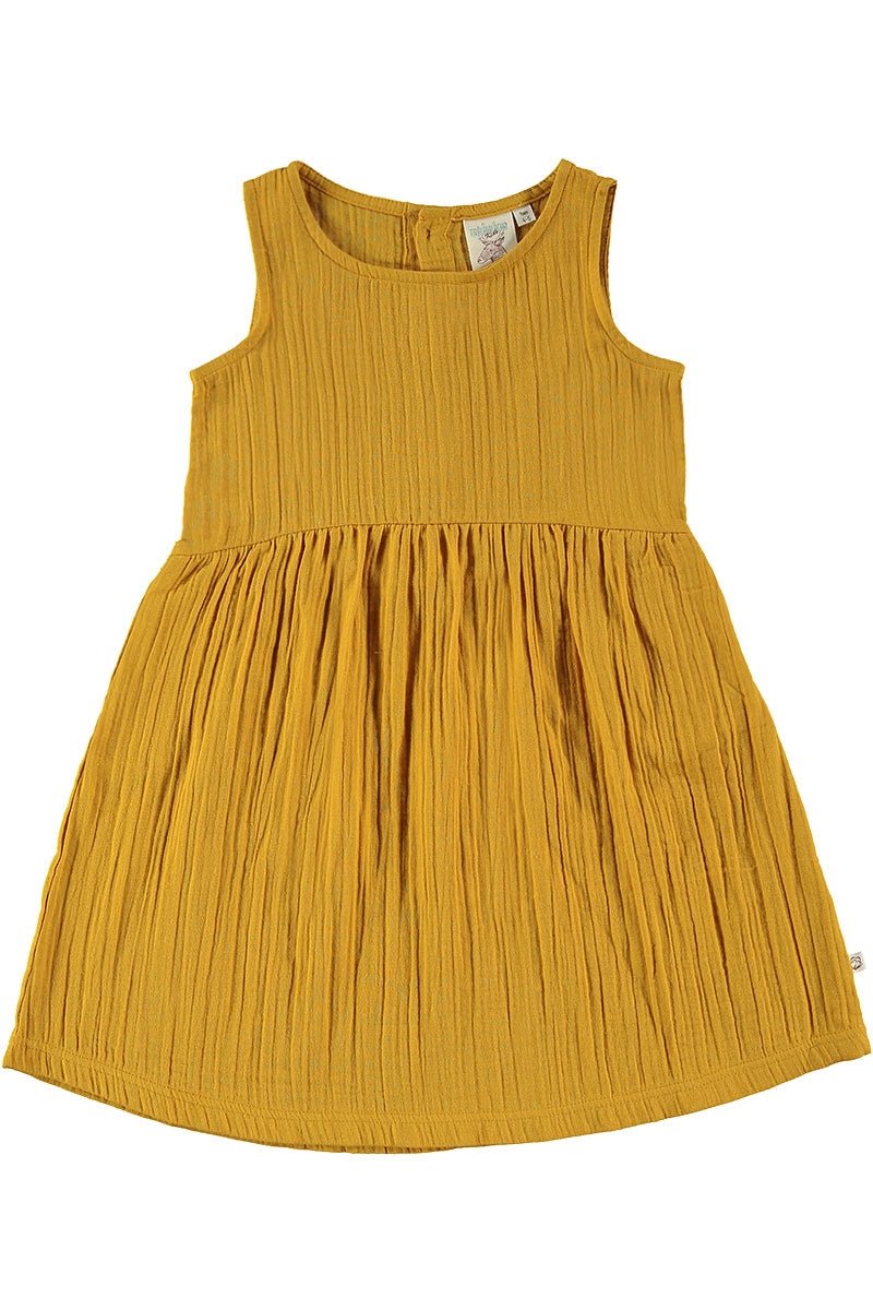 Kids' Reversible Muslin Dress Mustard