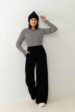 Brera Ribbed Long-Sleeve Top Black Stripes