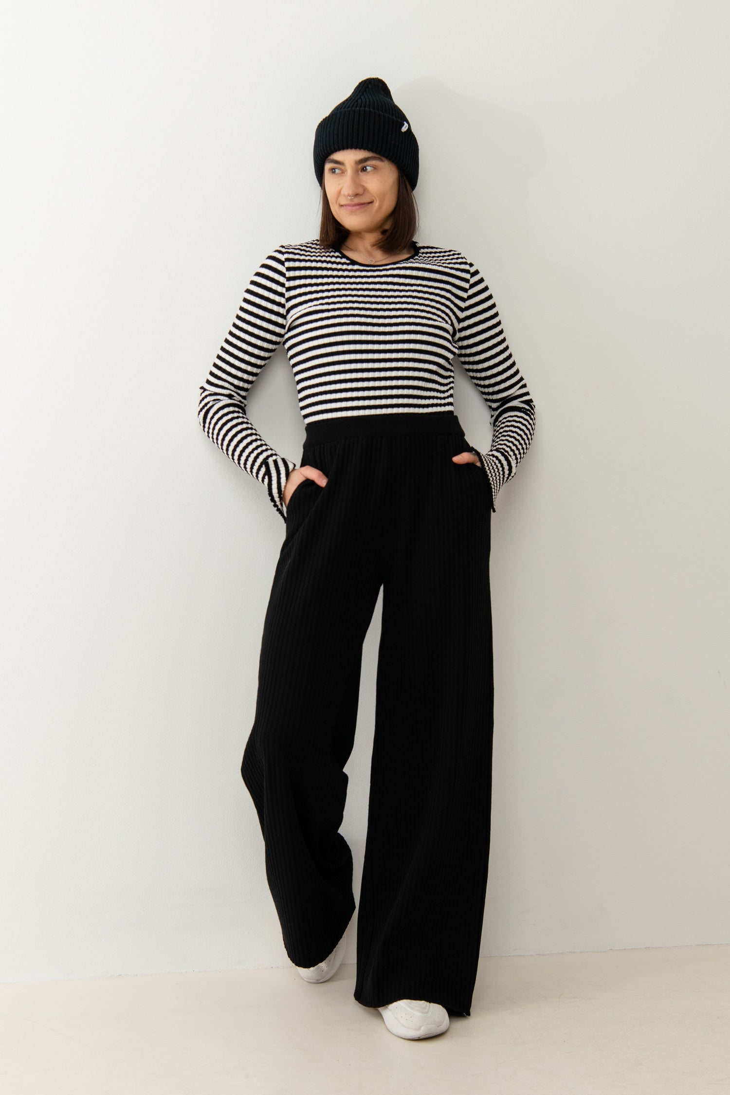 Vera Ribbed Pants Black