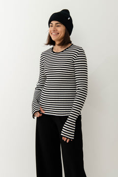 Brera Ribbed Long-Sleeve Top Black Stripes