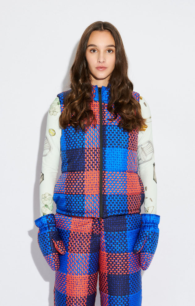 Aspen Puffer Vest Checked Blue