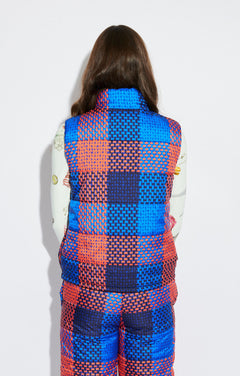 Aspen Puffer Vest Checked Blue