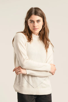 Sand beige merino wool sweater, front view