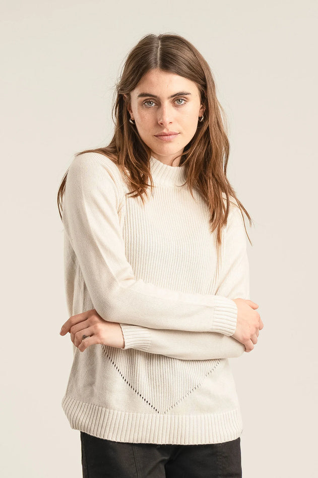 Sand beige merino wool sweater, front view