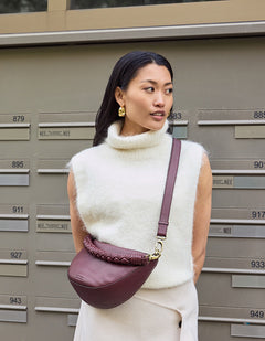 Leo Twisted Handle Bag Soft Grain Leather Dark Cherry