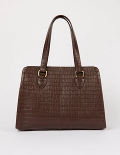Blair Bag Chocolate Croco Print Leather