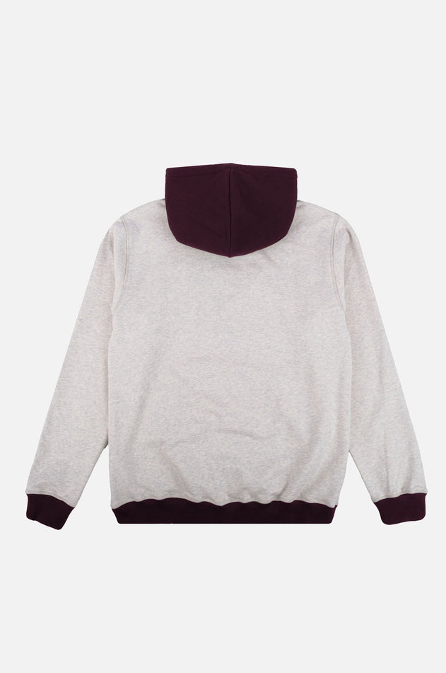 The Hooded Oversized Sweater Warm Heather Grey/Wine Red