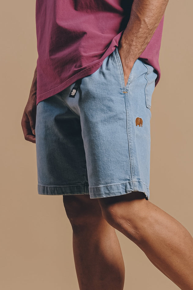 Recycled Denim Climber Shorts Ozone Light Wash