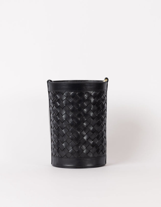 Zola Woven Leather Tas Zwart