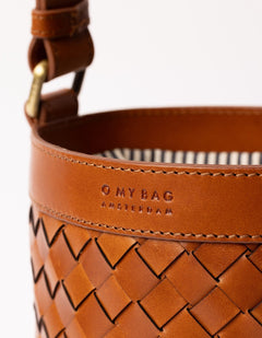 Zola Woven Leather Tas Cognac Bruin