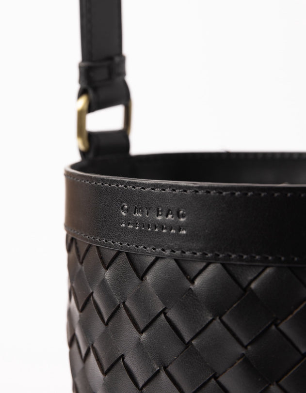 Zola Woven Leather Tas Zwart