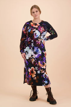 Belted Midi Dress Black Anemone