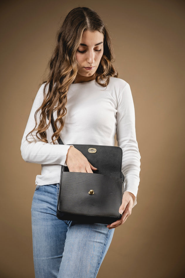 Santa Fe Leren Crossbodytas Zwart