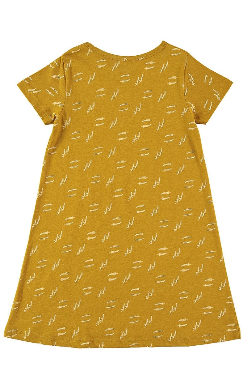 Kids' Evasé Dress Seaweed Mustard
