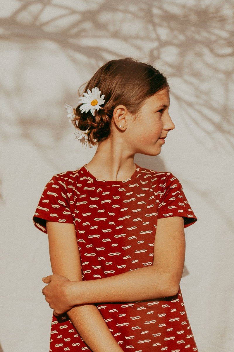 Kids' Evasé Dress Terracotta