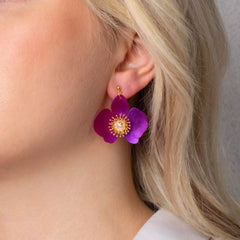 Small Butterfly Orchid Stud Earrings Barbie Pink