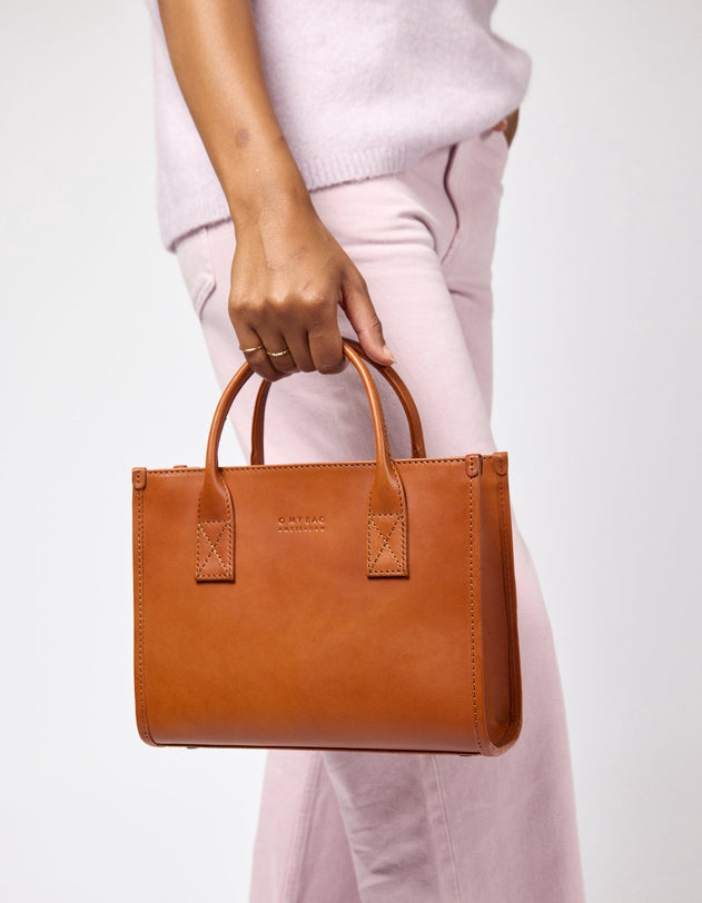 Jackie Midi Bag with Leather Strap Classic Leather Chocolate Brown