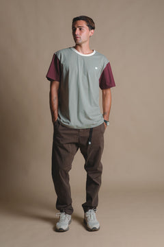 Heren Color Block T-shirt Iron Veil Grey
