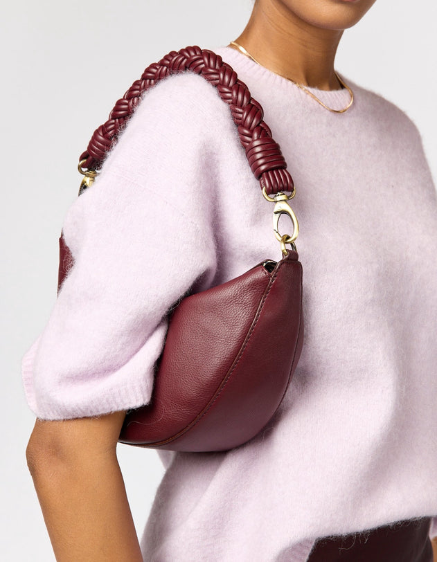 Leo Twisted Handle Bag Soft Grain Leather Dark Cherry